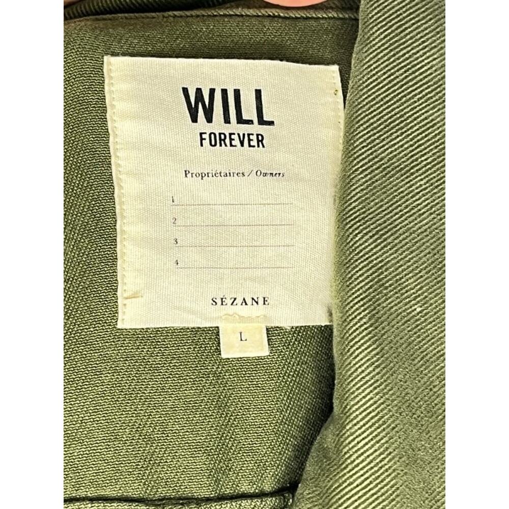 SEZANE Sz L Large Olive Green Will Jacket Coat Cotton - Picture 3 of 11